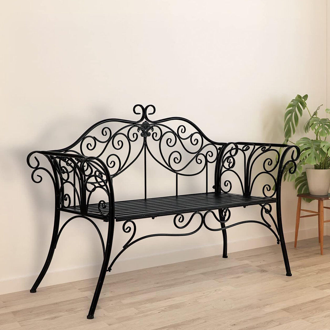 Astoria Grand Metal Garden Bench Black