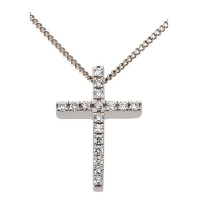 Kettenanhänger FIRETTI "Schmuck Geschenk Gold 585 Halsschmuck Anhänger für Halskette Kreuz", weiß (weißgoldfarben, weiß, wweiß), Schmuckanhänger, Damen, 0,1 P2 = erkennbare Einschlüsse, Diamanten Weißgold 585, 1,05 g, Diamanten, Weißgold 585,...