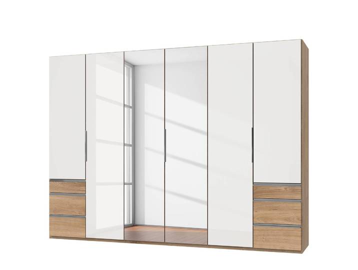 Drehtürenschrank Level 36 D IV 300 x 216cm Weiß/Hochglanz Weiß/Eiche Dekor