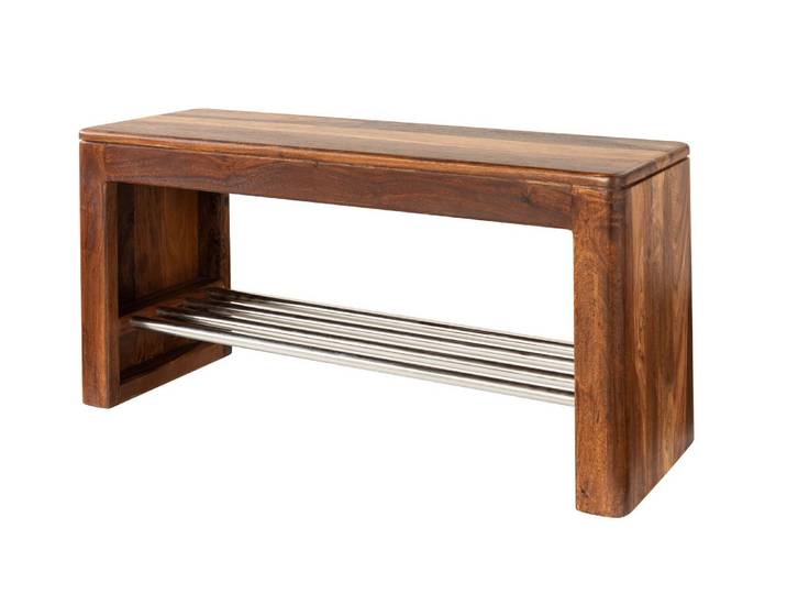 MASSIVMOEBEL24 Étagère à chaussure 81x30 Palissandre ciré Noisette TORONTO #245
