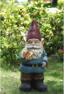 Hi-Line Gift Ltd. Gnome Holding A Butterfly