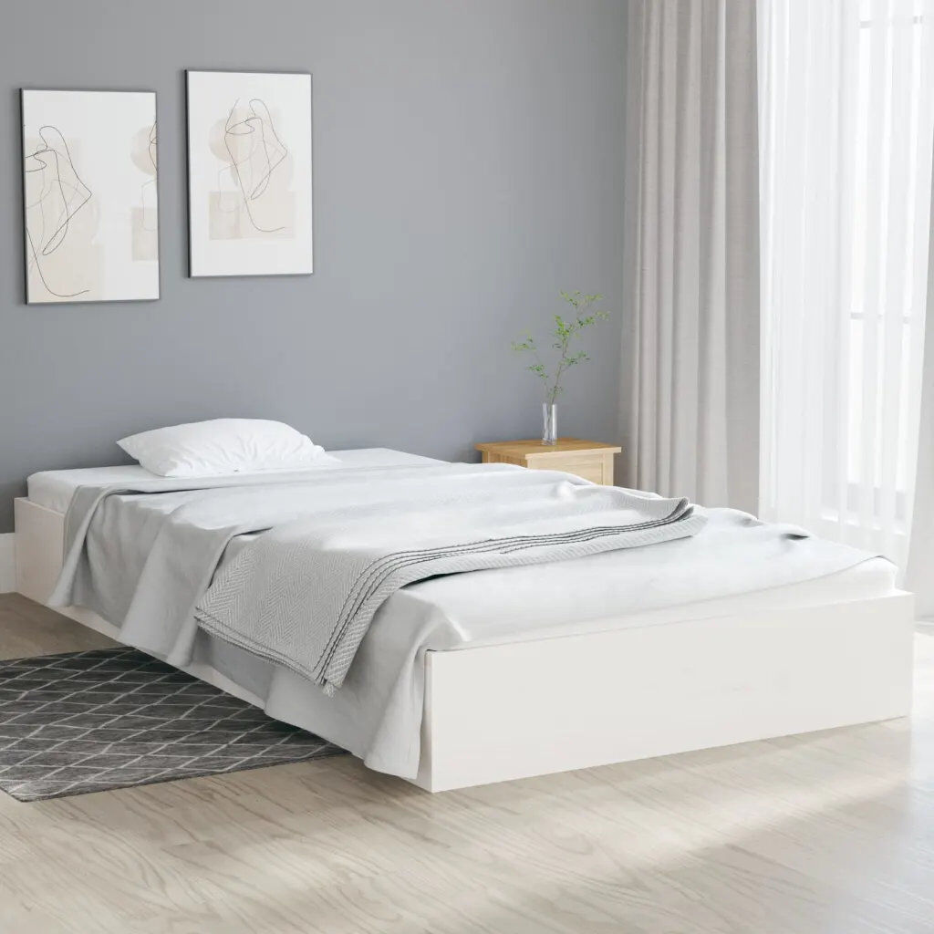 Latitude Run Husch European Kingsize Solid Wood Bed white European Single (90 x 200cm)