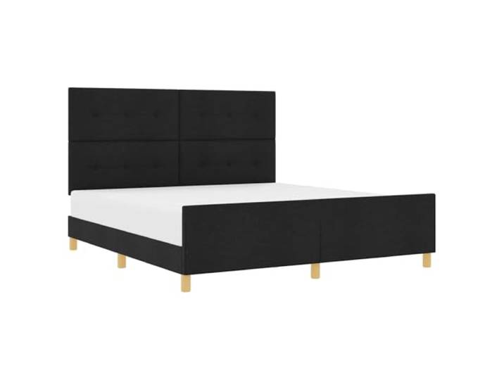 KKgypkn Plattformbett Stoff Schwarz 180 x 200 cm mit Kopfteil, Bettgestell ohne Boxspringmatratze, minimalistisches Design mit Schaumfüllung