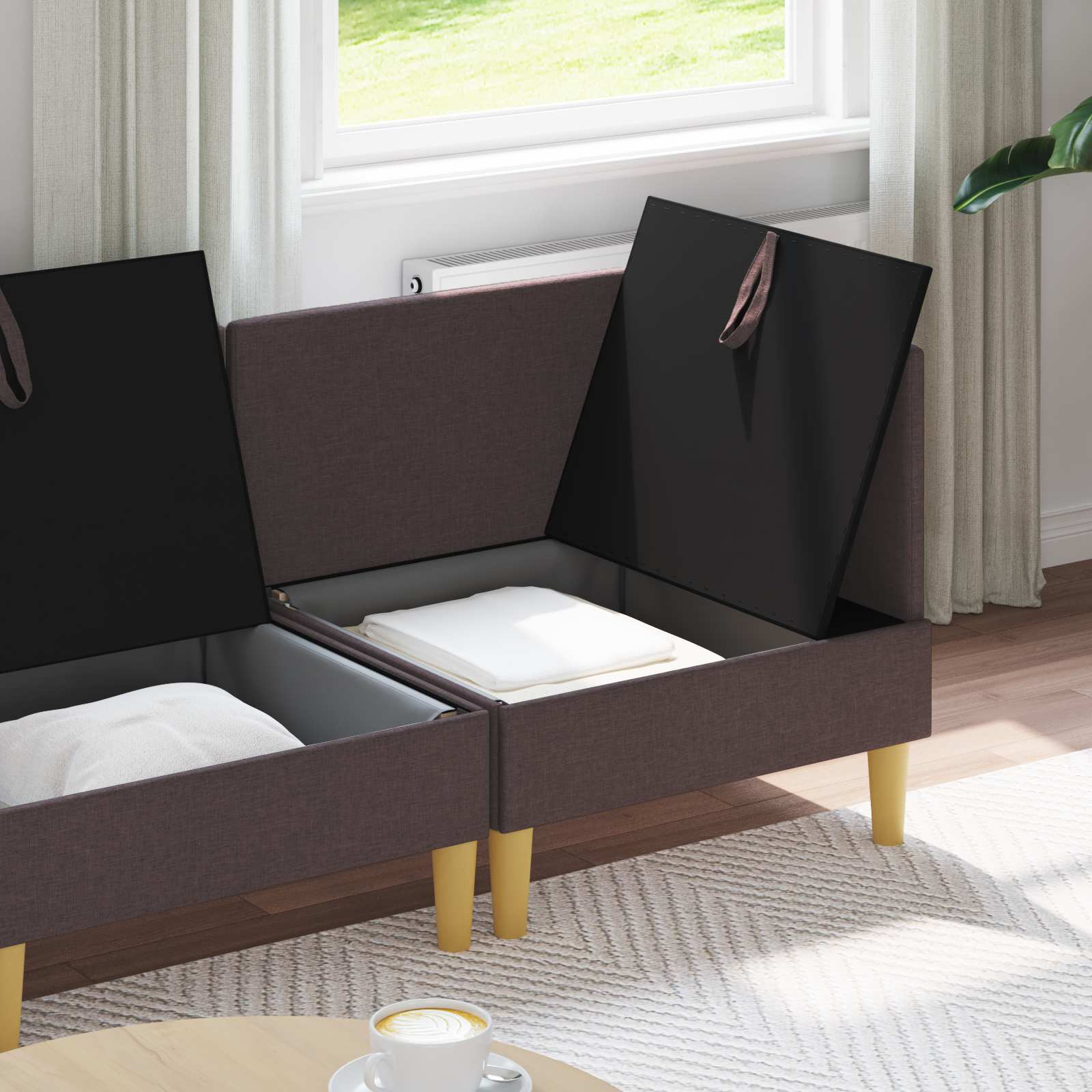 vidaXL Modular Sofa Set with Storage 4 pc Marron foncé