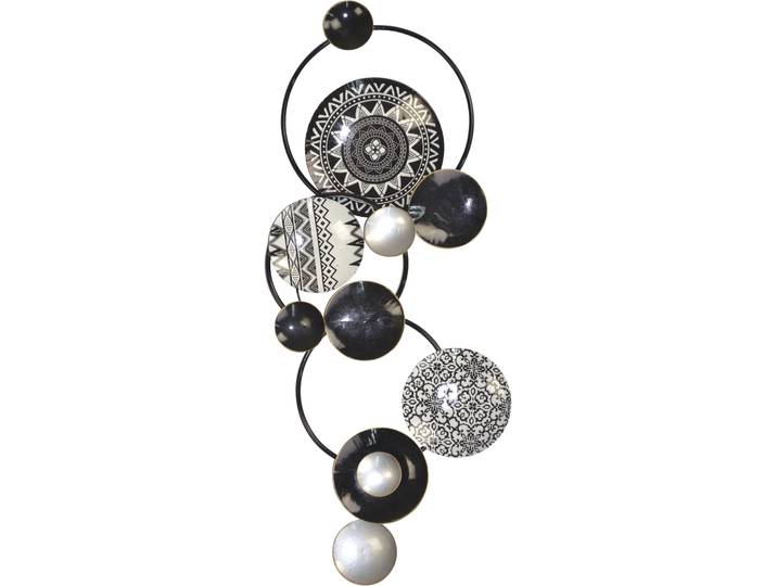 Wanddekoobjekt Wanddekoration , schwarz, B:91cm H:37cm T:6cm, Metall, HOFMANN LIVING AND MORE, Wanddekoobjekte, Wanddekoobjekt, Große Wanddeko Kreise in schwarz silber