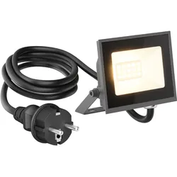 ledscom.de LED Wandstrahler / Gartenstrahler OZIN, IP65, Stecker, anthrazit, 10 W, 811 lm, warmweiß