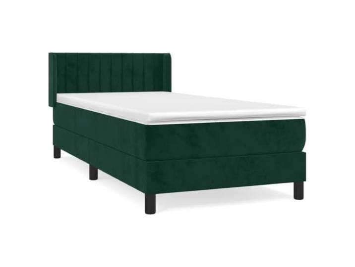 PUGYNBK Boxspringbett, 90 x 200 cm, mit verstellbarem Kopfteil Weicher Samt, Taschenfederkernmatratze, mittelharte Unterstützung, hautfreundlicher Schutz