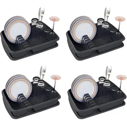 Novaliv 4X Abwasch Organizer ANTHRAZIT GRAU 40 x 30 cm Abwasch Abtropfgestell Vielseitige Anwendung für Küche & Waschbecken klein Besteck und Geschirrständer Dish Rack