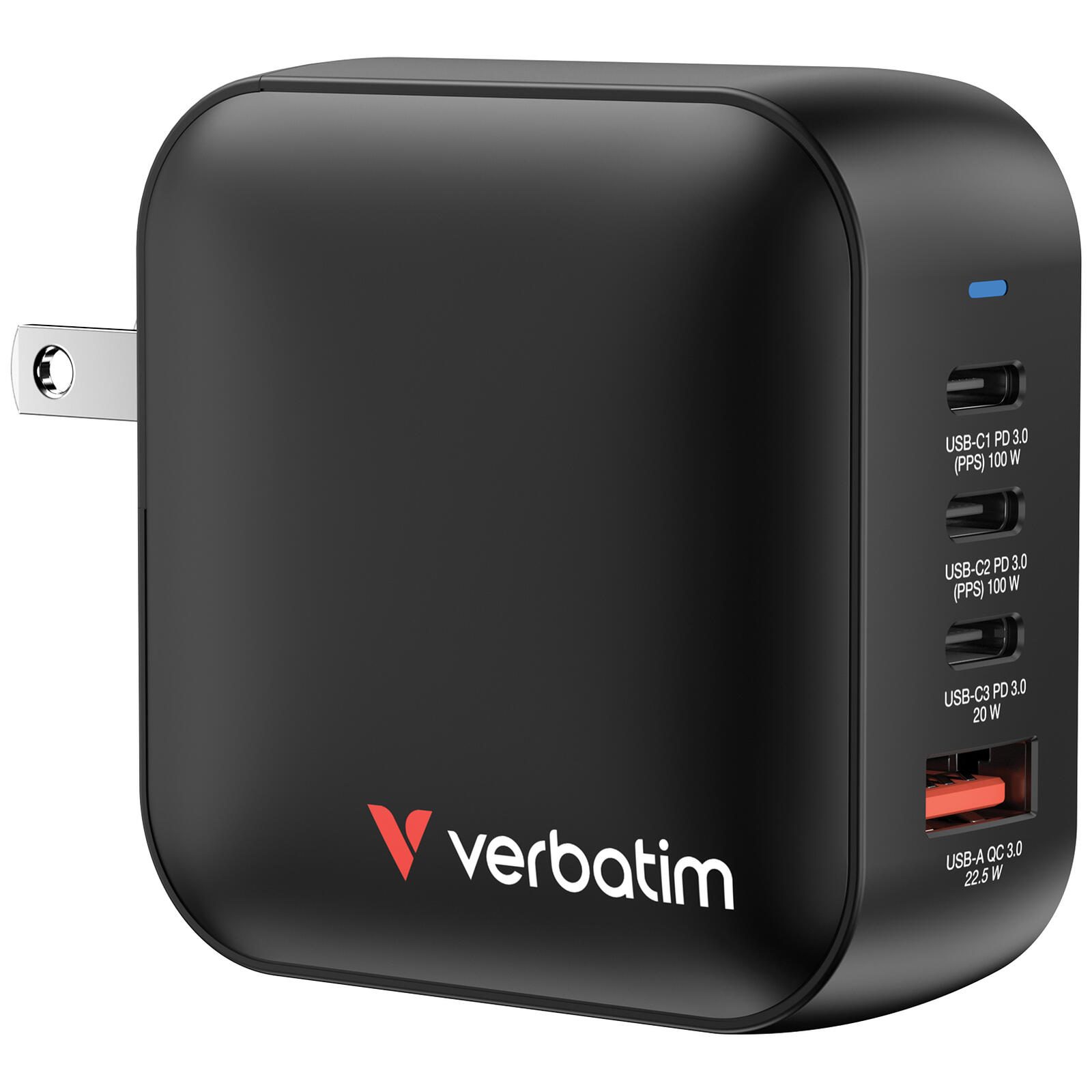 verbatim 100W USB-A, 3x USB-C Mini GaN Ladegerät, schwarz 32231