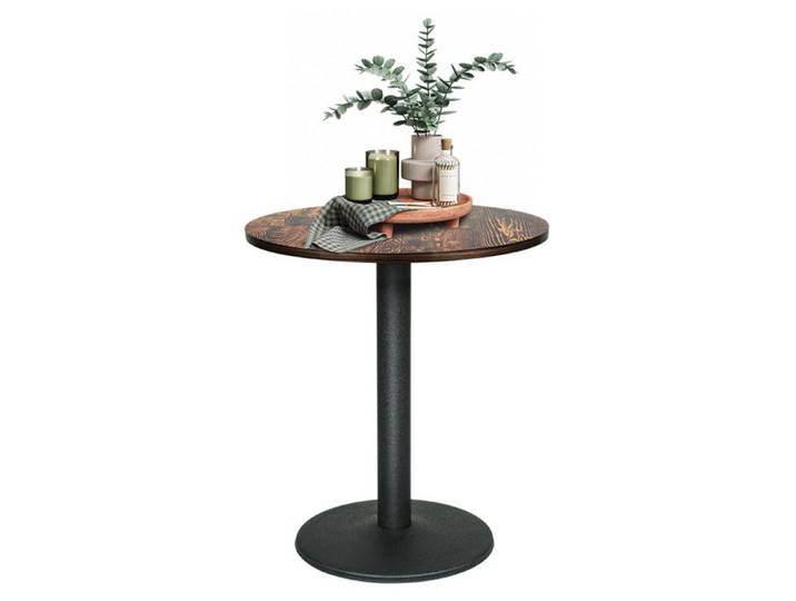 Amiremplie TABLE HAUTE Table ronde à pied unique 60*60*72cm finition grain de bois