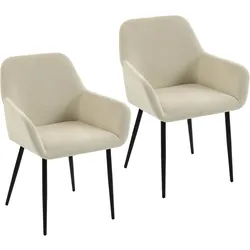 ESSZIMMERSTUHL 2er Set Cord 100 Polyester Cremeweiß