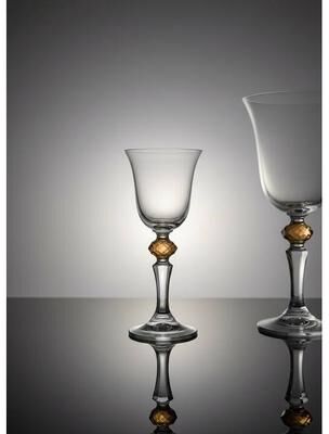 Vivience Set of 6 Liquor Glasses, with Amber Diamond on Stem
