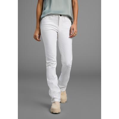 Bootcut-Jeans ARIZONA "Baby-Boot", Damen, Gr. 40, N-Gr, weiß, Denim/Jeans, Obermaterial: 98% Baumwolle, 2% Elasthan, Basic, eng lang, Jeans, Bootcut-Stil, figurbetonte Passform, mit Used-Effekten, Topseller