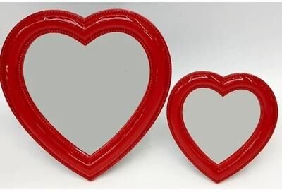 Uplift Essentials Elegant Heart Shaped Silhouette Vanity Mirror red