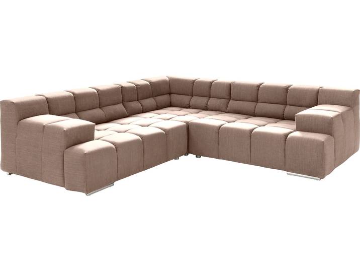 Ecksofa DESIGNWERK Temple L-Form, tolles Designsofa , beige (liver), B:257cm T:257cm, 100% Polyester, Sofas, Ecksofa, mit Sitztiefenverstellung
