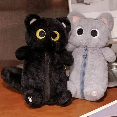 Inspired Finds Siamese Cat Plush Pencil Case Large Capacity Stationery Bag yellow