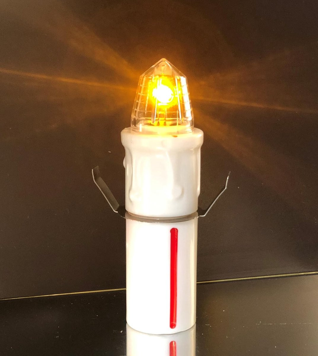 Elektrische LED Grafkaars voor herdenkingsplekken - Geel - Hoogte: 9 cm