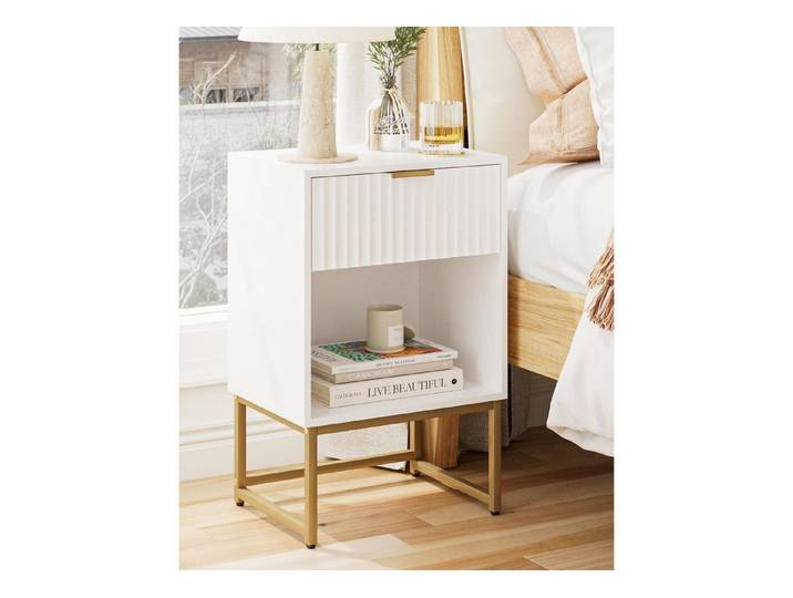 LuxusKollektion Nachttisch Nachttisch Weiß mit Wellenmuster 40x30x60cm (1-St)