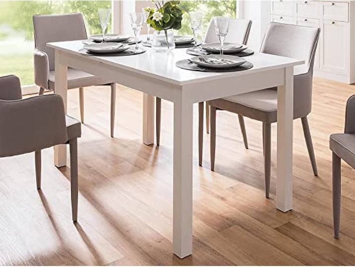 möbelando Esszimmertisch Holztisch Küchentisch Auszugstisch Tisch Esstisch Crawley III Weiß