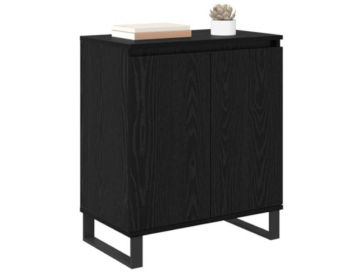 KTHLBRH Anrichte Eiche Schwarz 60 x 35 x 70 cm Holz mehrschichtig 2 Türen, kratzfest, Beine aus Eisen, pflegeleicht, kippsicher