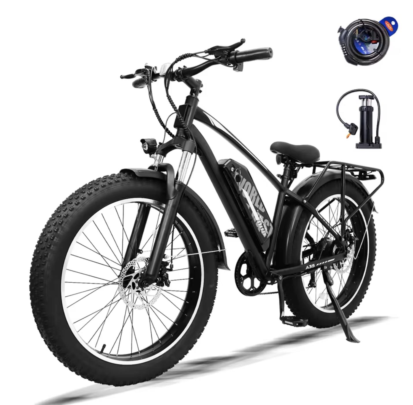 A35 E-Bike Fatbike Elektrofahrrad, 26 x 4,0 Zoll, 150 kg Nutzlast, 748 Wh Akku, bis zu 70 km Reichweite Shimano 7-Gang, 25 km/h, 250-W-Motor