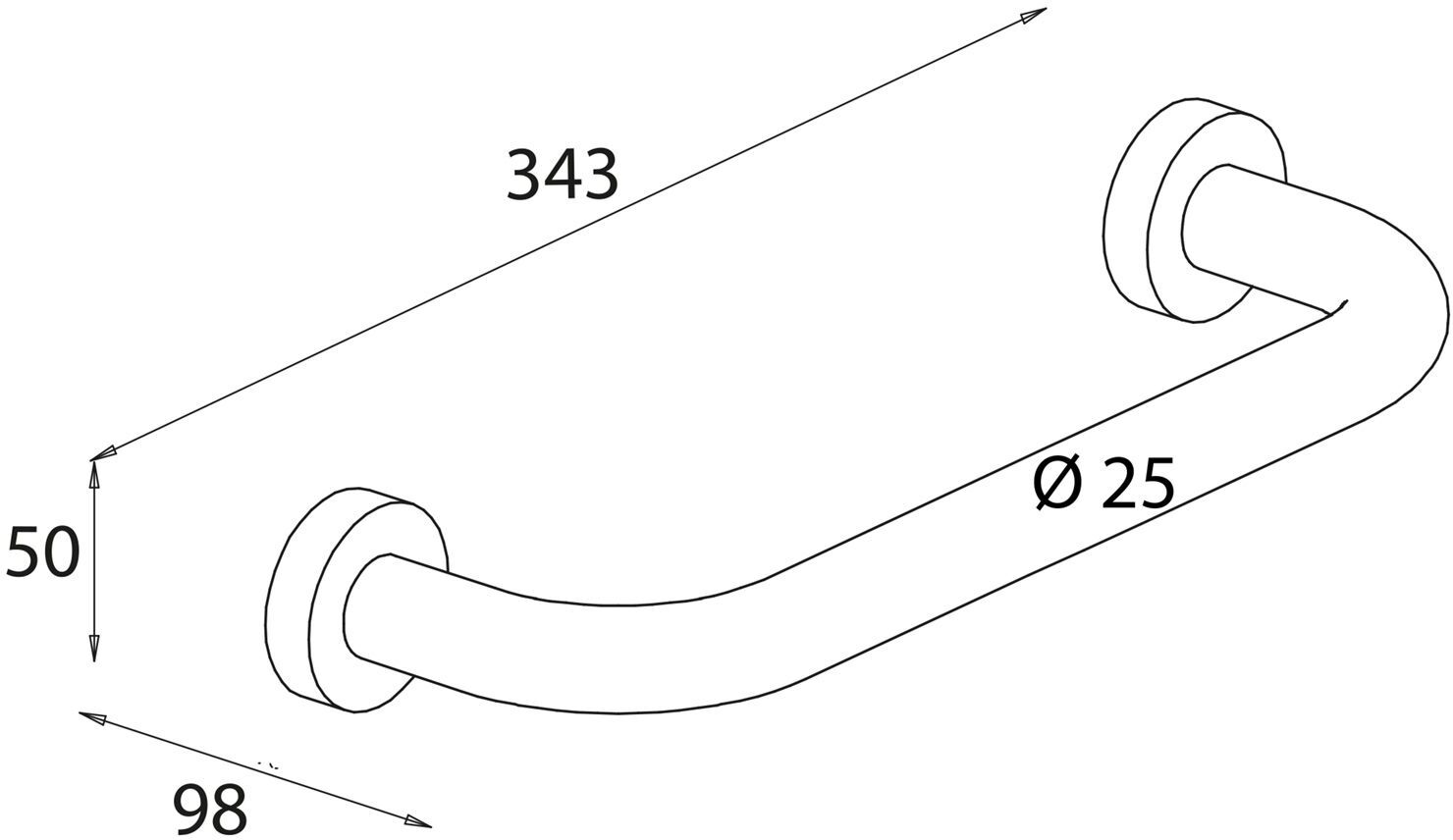Bravat Varuna mattschwarz Badewannengriff, Badewannen, 778799, mattschwarz - Ø Griffstange 2,5  cm - mattschwarz