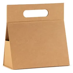 Flat Pack Gift Box - Hand Box  (20x10x20cm) - Brown Craft