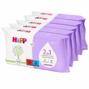 HiPP Feuchttücher 2in1 Reinigung & Pflege, 240 Tücher, parfümiert, je 48 Stück, 5 Pack
