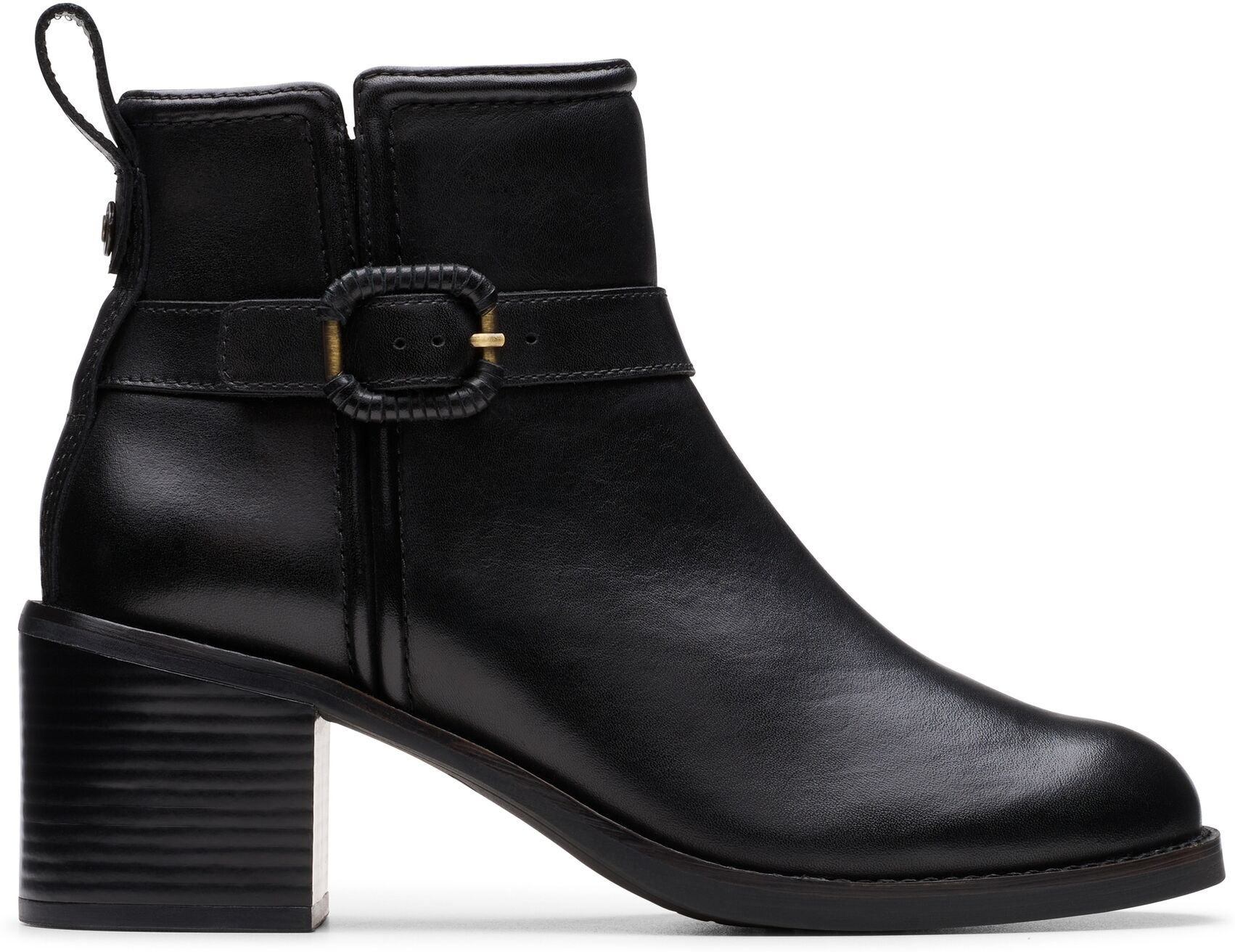 Stiefelette CLARKS "Chamberly Trim", Damen, Gr. 36, schwarz, Leder, Schuhe Stiefelette, mit Reißverschluss für leichtes Anziehen