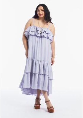 Plus Size Women's High-Low Ruffled Hem Maxi Dress by June & Vie in Cosmic Sky (Size 12 W)