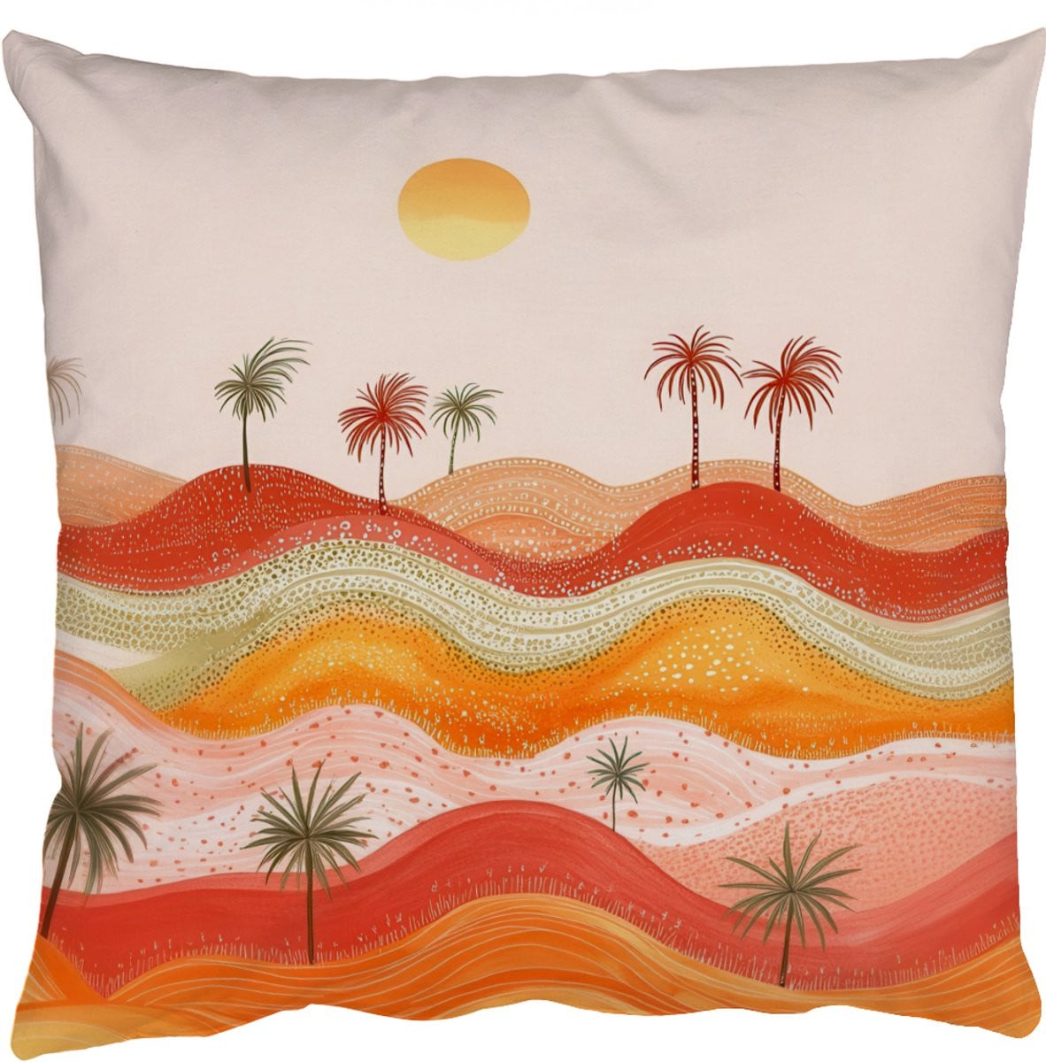 PillowMonkey Sierenkussen Abstract Landschap Palmbomen Kleurrijk 45 x 45 cm