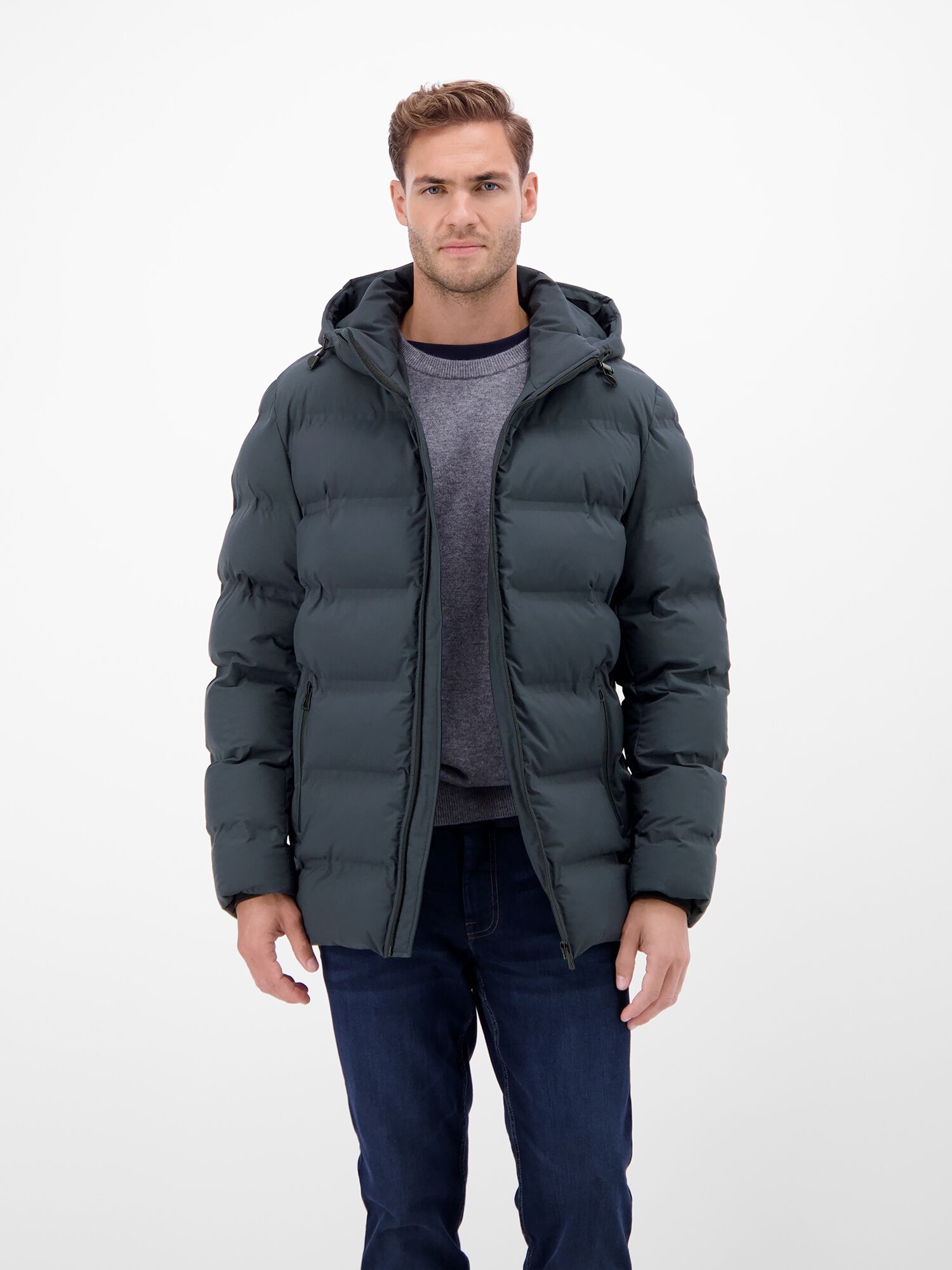 Winterjacke LERROS "Herren Winterjacke - smart und unkompliziert", Herren, Gr. 3XL, grau (blau night), 100% Polyester, Jacken Winterjacke blau night 3XL