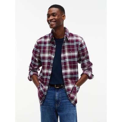 Flanellhemd TOMMY JEANS "REGULAR FLANNEL CHECK SHIRT", Herren, Gr. XXXL (60/62), N-Gr, lila (calypso berry check), Web, Obermaterial: 100% Baumwolle, regular fit normal, Rundhals, eingesetzt Manschette, Hemden, Regular fit mit Karomuster