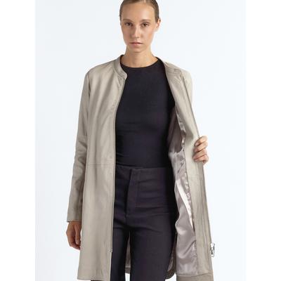 Ledermantel MAZE "4202040", Damen, Gr. XXL, beige (greige), Obermaterial: 100% Lammleder. Futter: 100% Polyester, Mäntel