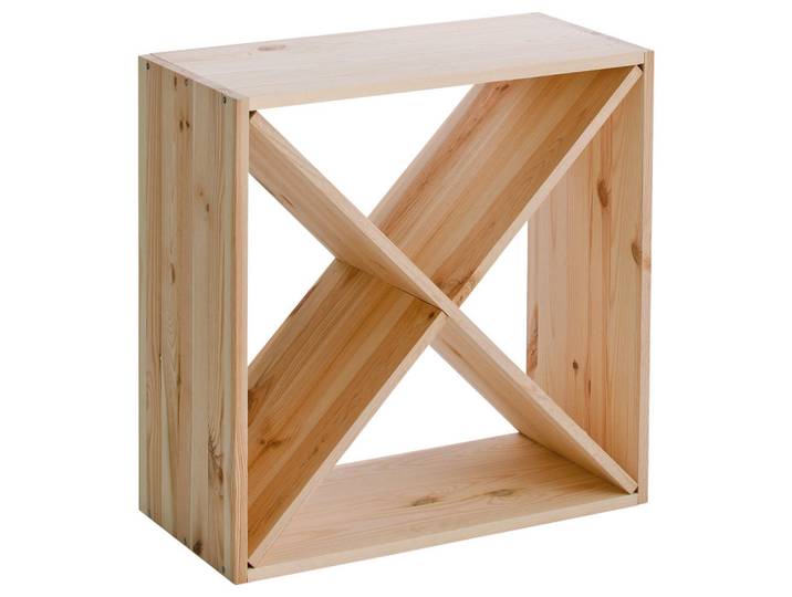 Zeller Present Weinregal, Naturfarben, Holz, Kiefer, Hartholz, 52x52x25 cm, individuell erweiterbar, stapelbar, nachhaltig, nachwachsender Rohstoff, Holzmöbel, Holzregale, Weinregale Holz