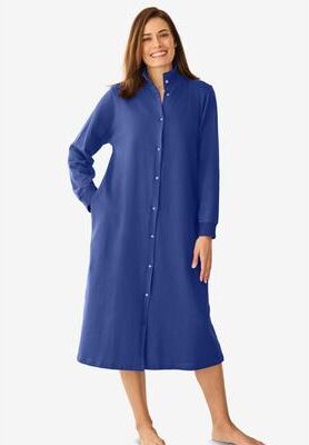 Plus Size Women's Only Necessities® Fleece Snap-Front Robe by Only Necessities in Ultra Blue (Size 2X)
