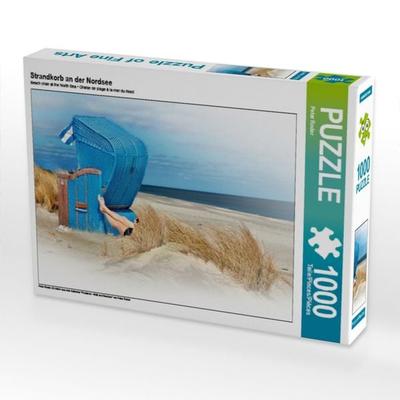 CALVENDO Puzzle Strandkorb an der Nordsee | 1000 Teile Lege-Größe 64x48cm Foto-Puzzle für glückliche Stunden