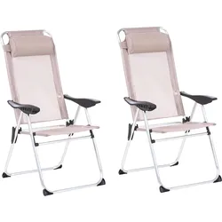 GARTENSTUHL 2er-Set klappbar Metall Beige Asine