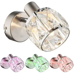 Chrom Wand Strahler Fernbedienung Glas Lampe dimmbar verstellbar im Set inkl. RGB LED Leuchtmittel