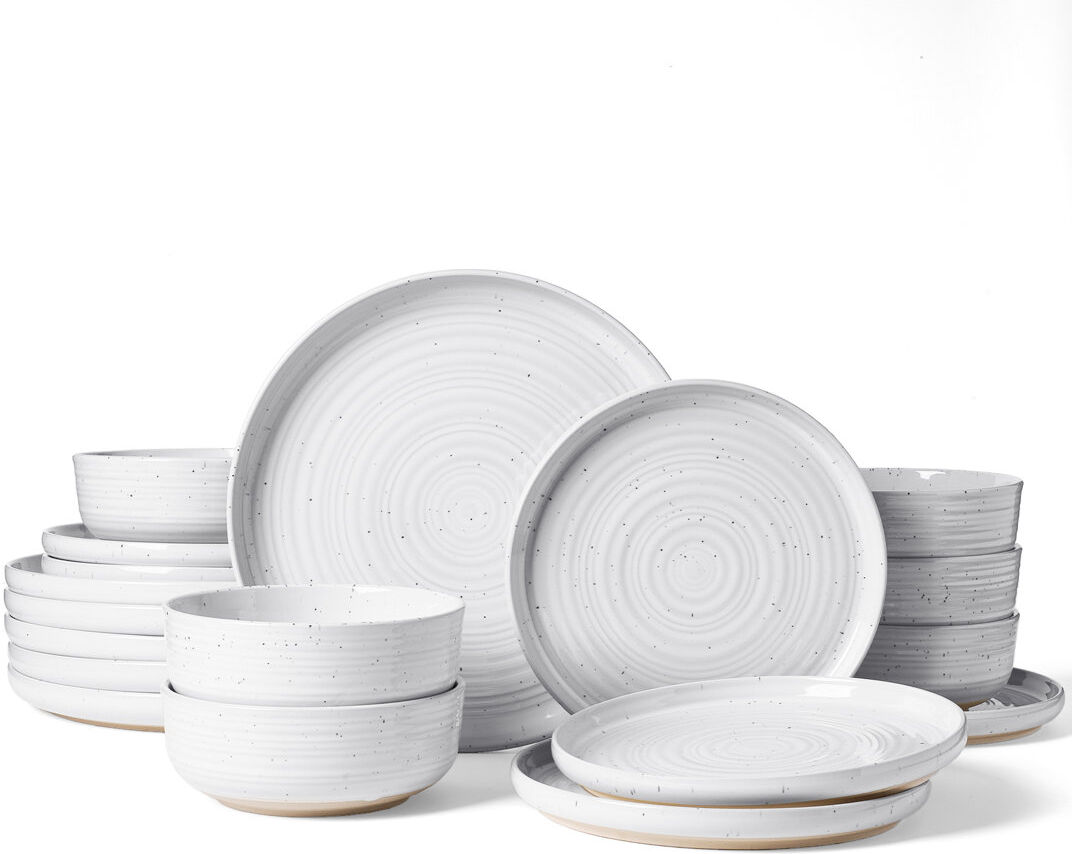 Latitude Run Stoneware Dinnerware Set Piece - Service for 6 White (Flared Rim)