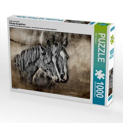 CALVENDO Puzzle Ein Motiv aus dem Kalender Pferde-Graphiken | 1000 Teile Lege-Größe 64x48cm Foto-Puzzle für glückliche Stunden