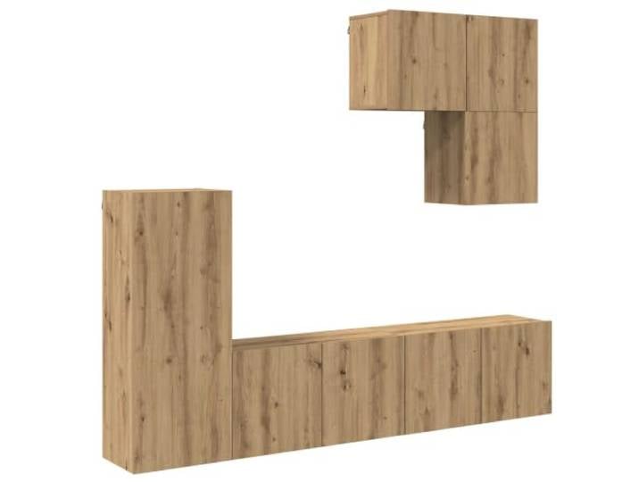 KTHLBRH TV-Einheit zur Wandmontage, 5 Stück, aus Holz, Eiche Modernes Design, Wandmontage, Schränke in verschiedenen Größen, Scharniertüren, Holz
