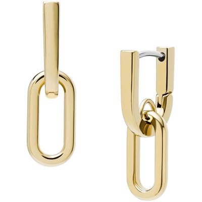 Paar Creolen FOSSIL "Schmuck Geschenk Edelstahl Ohrringe Heritage D-Link", gelb (gelbgoldfarben, edelstahlfarben), Ohrringe, Damen, Edelstahl