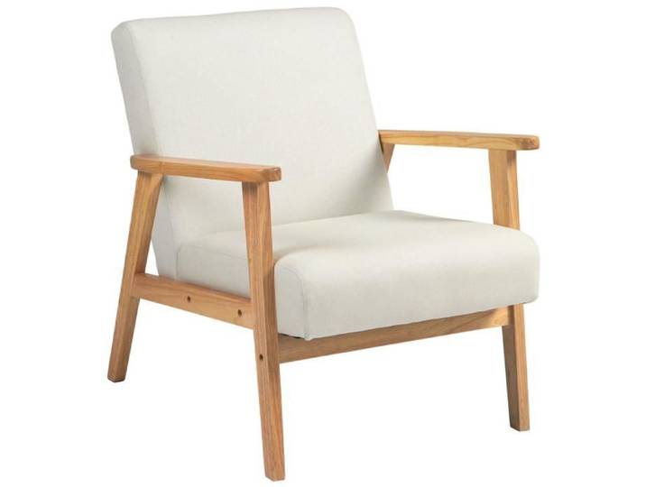 Fauteuil design KENNY crème et bois