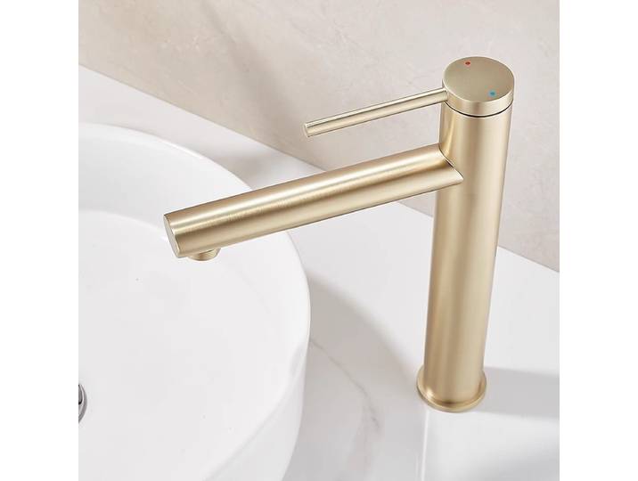 Tuqiu robinet de salle de bains en or brossé, robinet de lavabo en laiton, robinet d'évier, robinet d'eau froide et chaude, robinet d'évier noir, robinet de lavabo