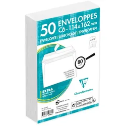 Clairefontaine 500x Umschläge haftklebend 114x162mm/C6, 80g - Weiß 5936C