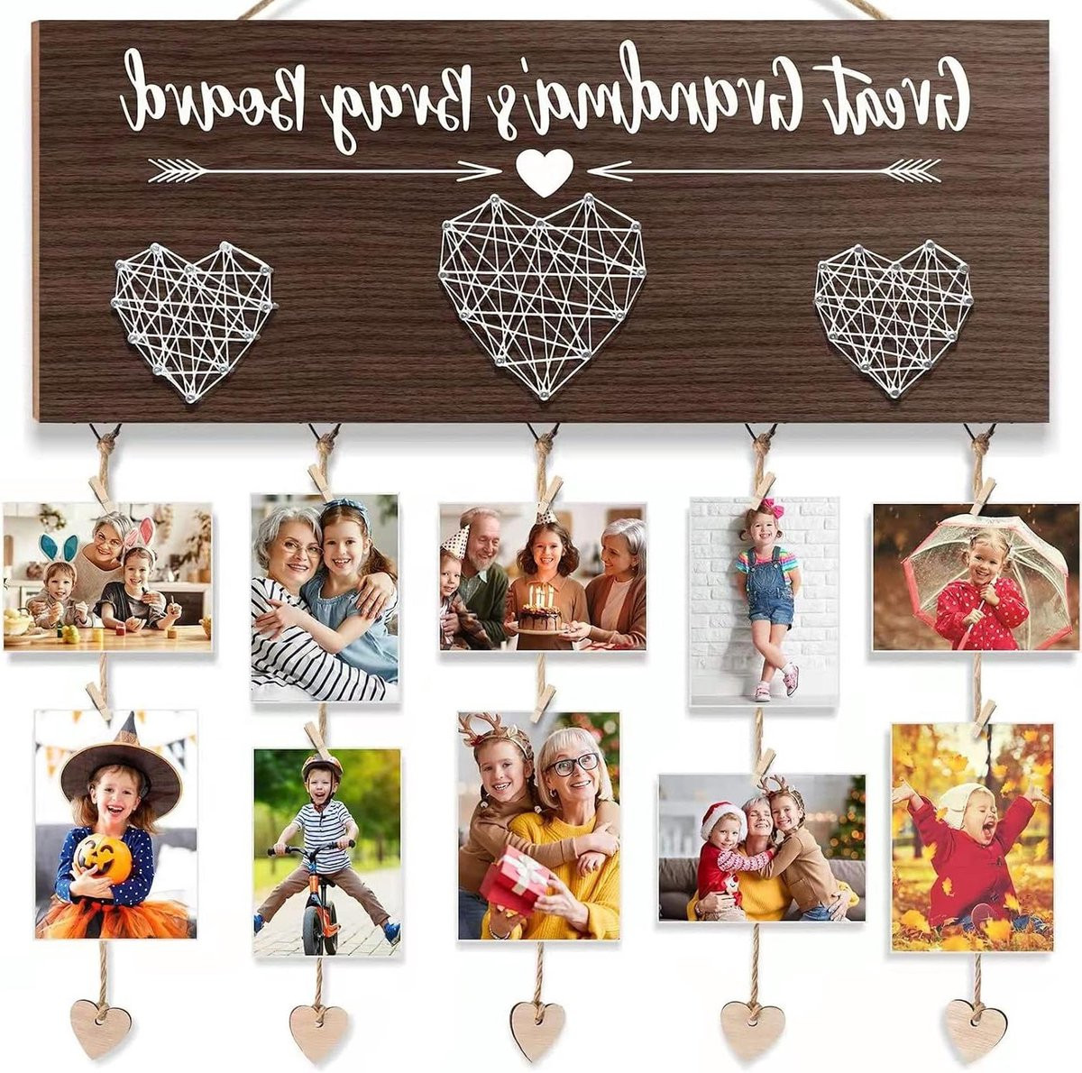 Houten Brag Board Fotolijst Oma met Klemmen voor Herinneringen