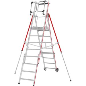 Hymer Podestleiter ProTect+, 848408, fahrbar, klappbar, höhenverstellbar, mit 5 - 8 Sprossen