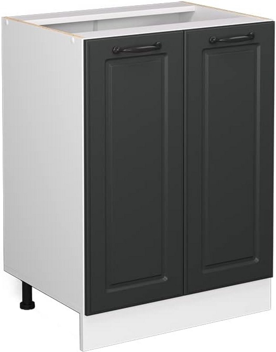 Onderkast Keuken Landelijke Stijl Antraciet Wit MDF Breedte: 60 cm