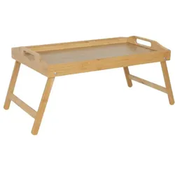 Relaxdays Klappbares Betttablett aus Bambus Hellbraun